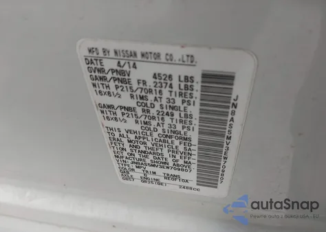 2014 Nissan Rogue Select S z USA, uszkodzony, nr VIN JN8AS5MV3EW709807